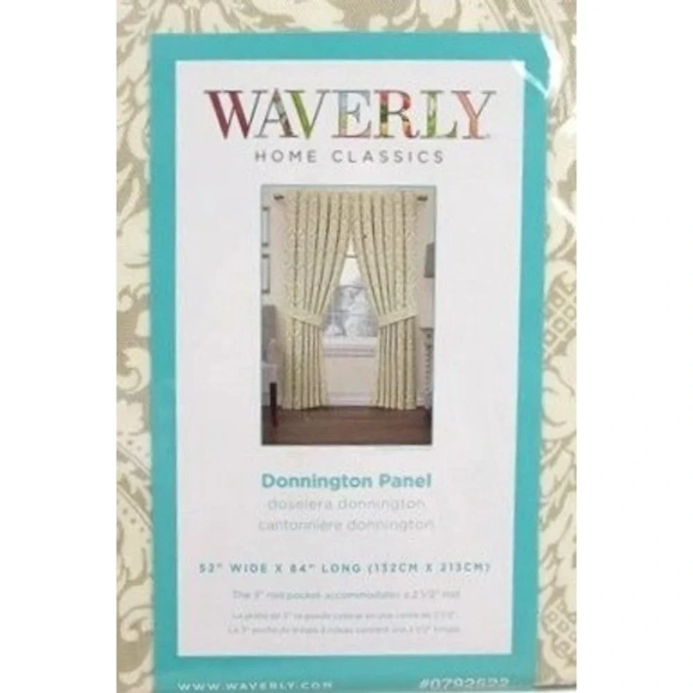 Waverly‎ Donnington Curtain Panel 52x84 Linen New Damask Cotton Back Tab
